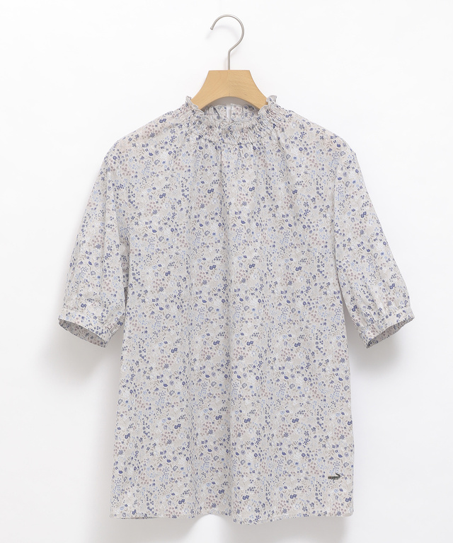 小花柄 襟シャーリング ブラウス【WEB・一部店舗限定】