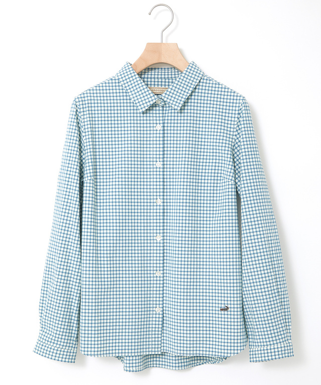 ストレッチ ミニチェック ブラウス