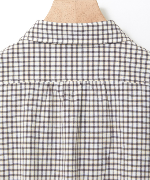 ストレッチ ミニチェック ブラウス