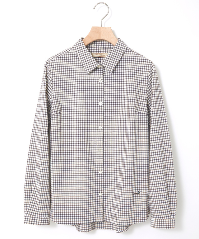 ストレッチ ミニチェック ブラウス