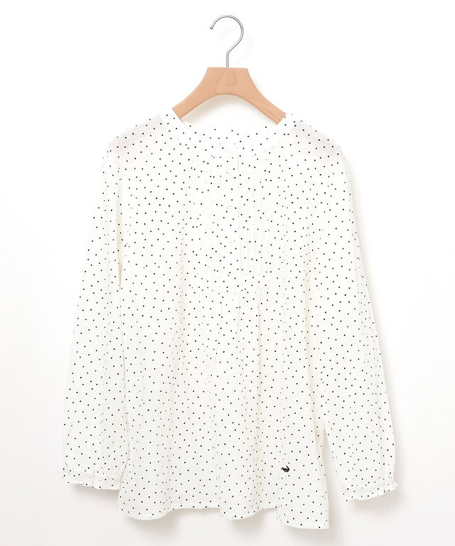 シャーリング ドットプリント ブラウス