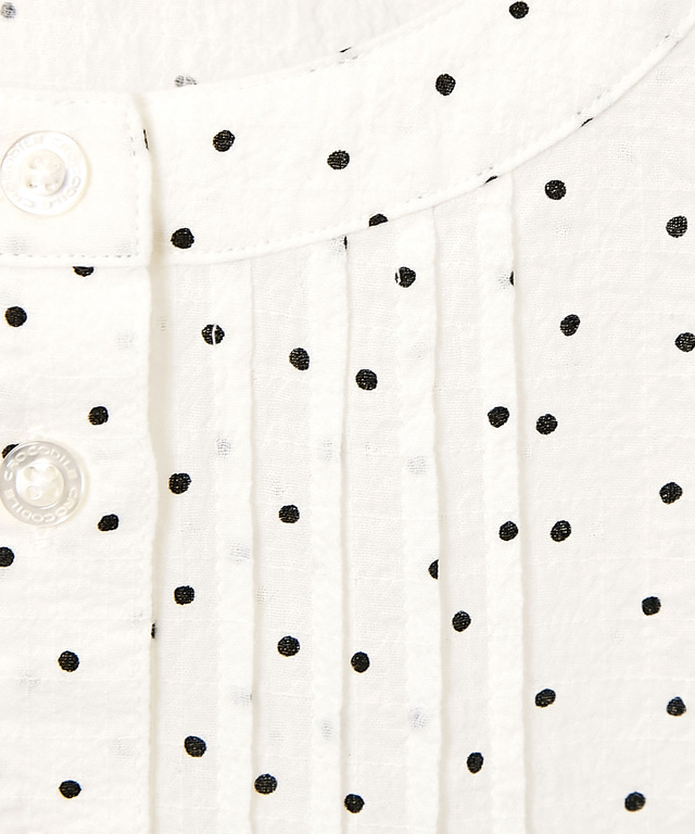 シャーリング ドットプリント ブラウス