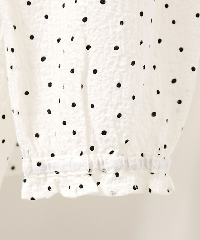 シャーリング ドットプリント ブラウス