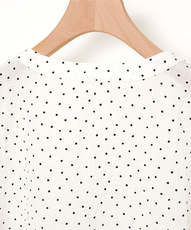 シャーリング ドットプリント ブラウス