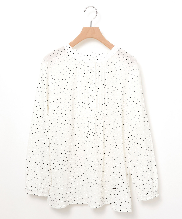 シャーリング ドットプリント ブラウス