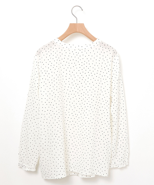 シャーリング ドットプリント ブラウス