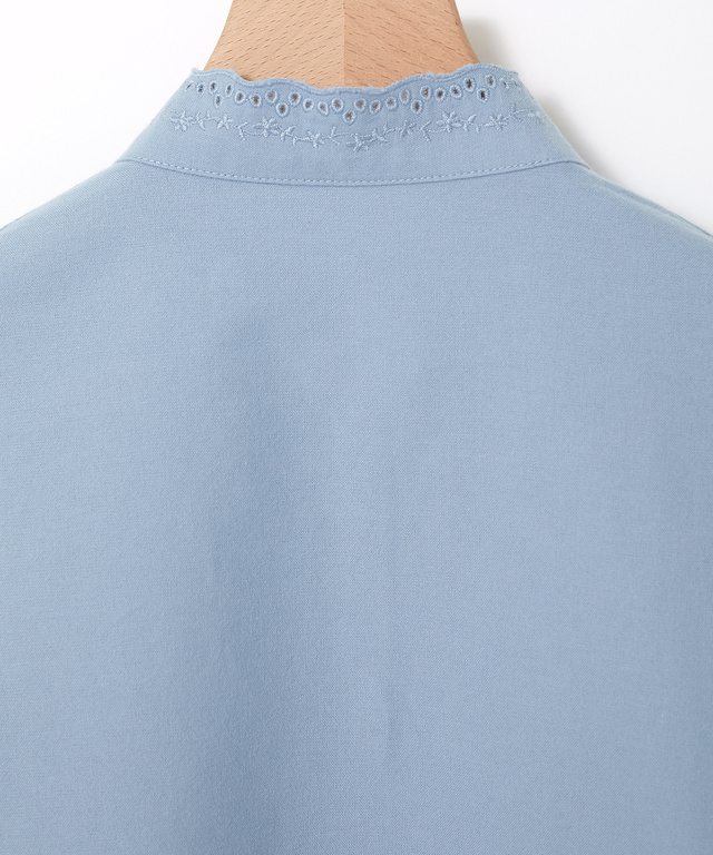 フランネル 襟刺繍 ブラウス