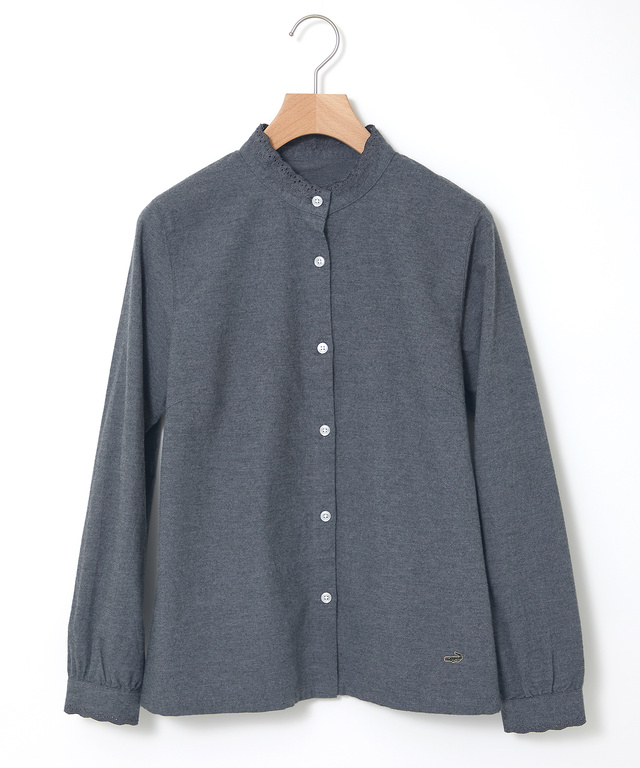 フランネル 襟刺繍 ブラウス