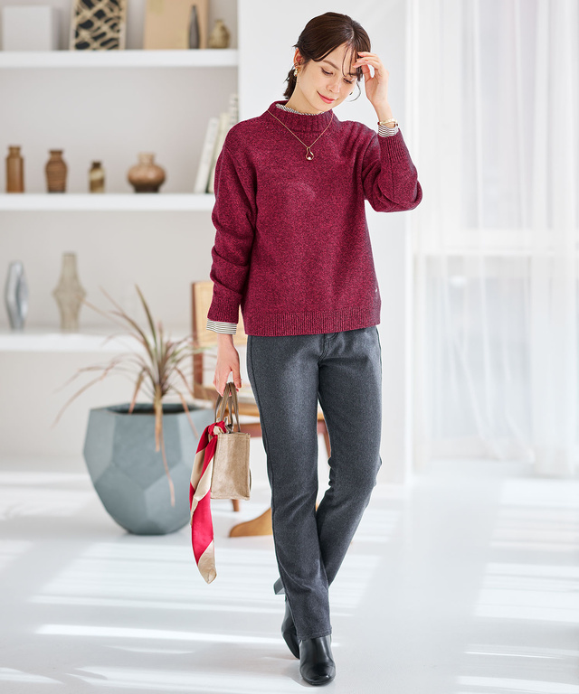 フリルカラー  ストライプ ブラウス