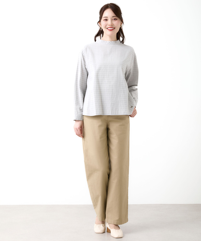 チェック柄 ガーゼ ブラウス