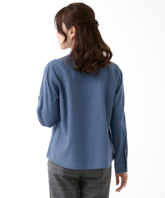 刺繍フリルデザイン 長袖 ブラウス