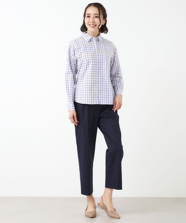 ノンアイロン チェック ブラウス【シワになりにくい】