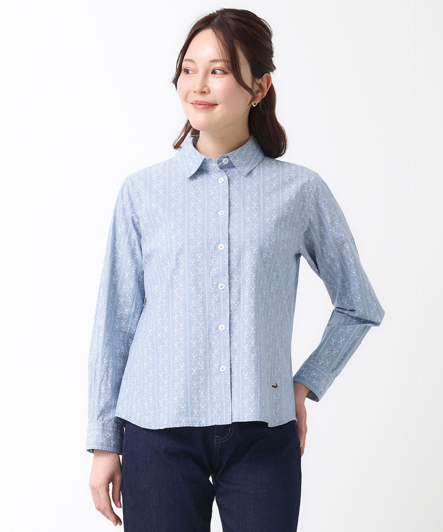 ダンガリー プリント ブラウス