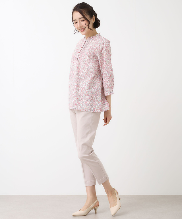 フリル襟 小花柄 ブラウス