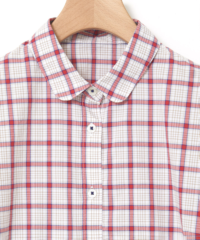 丸襟 チェック柄 ブラウス【オンラインショップ・一部店舗限定】