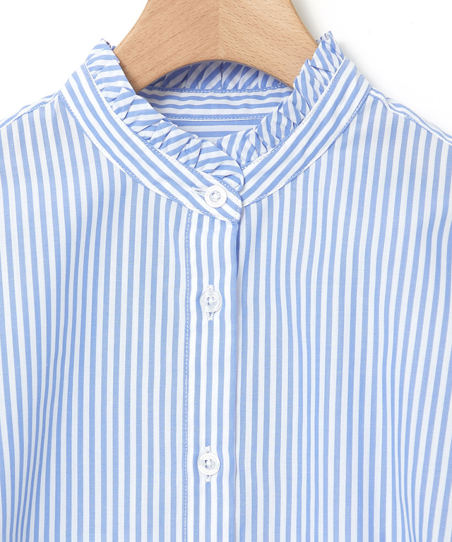 フリル襟 ストライプ ブラウス【オンラインショップ・一部店舗限定】