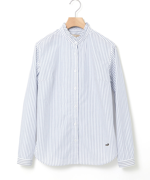 フリル襟 ストライプ ブラウス【オンラインショップ・一部店舗限定】