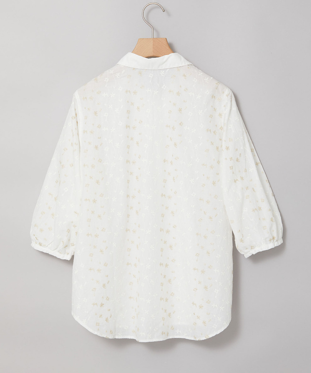 ツタ刺繍 スキッパー ブラウス