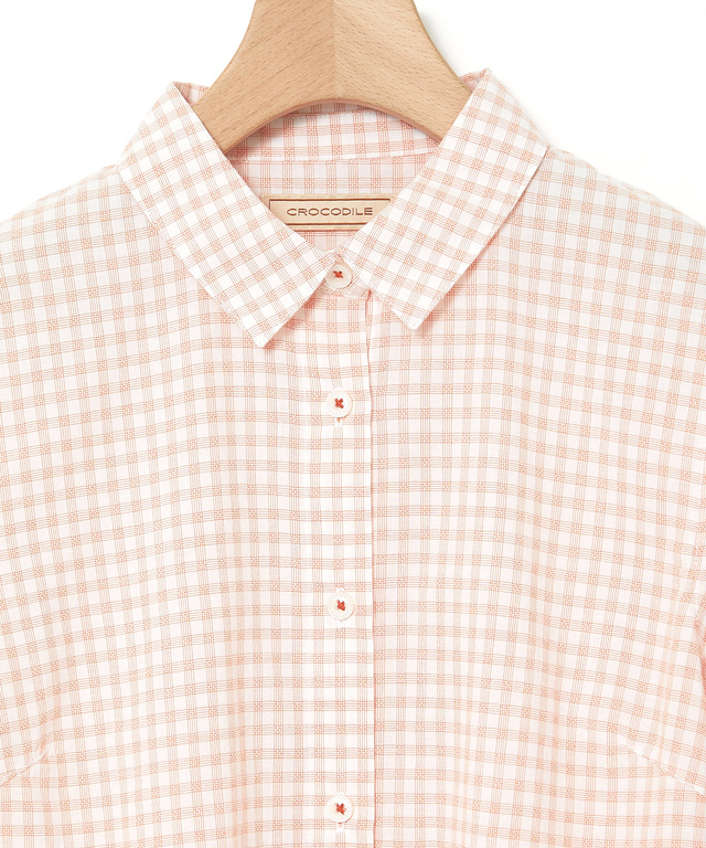 ドビー素材 七分袖 ブラウス