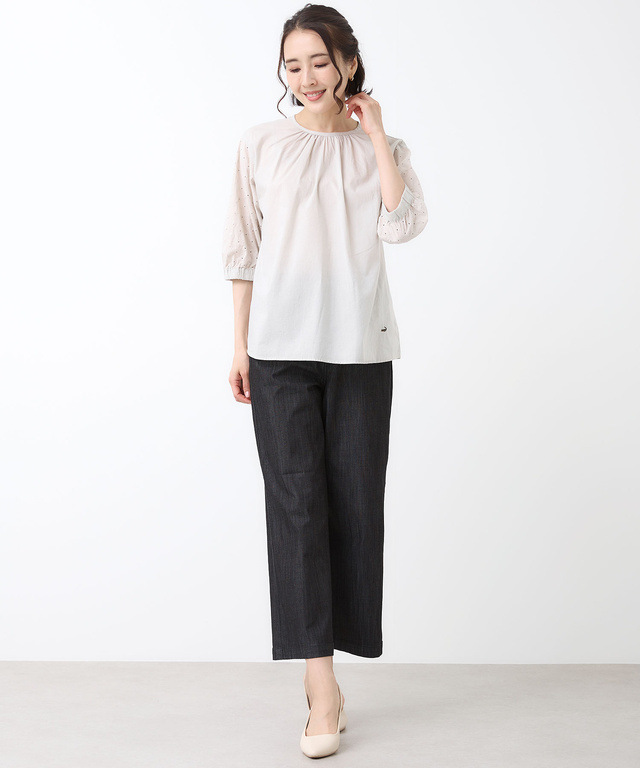 袖刺繍 プルオーバー ブラウス