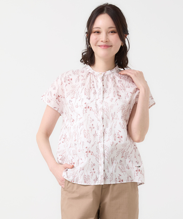 花柄 フレンチスリーブ ブラウス