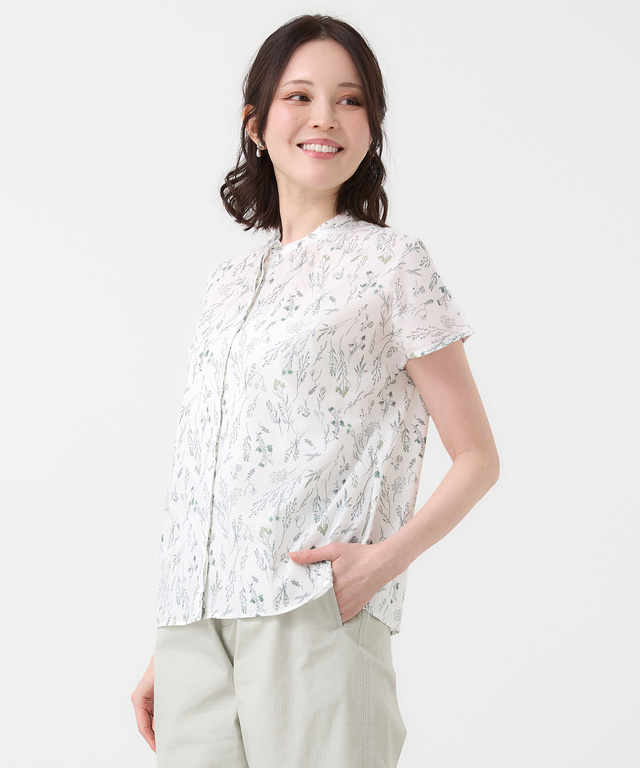 花柄 フレンチスリーブ ブラウス