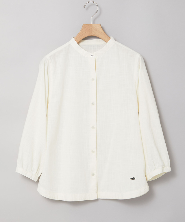 バンドカラー 七分袖 ブラウス