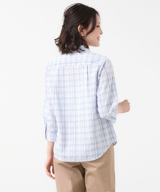 スノーコットン 七分袖 ブラウス【接触冷感】