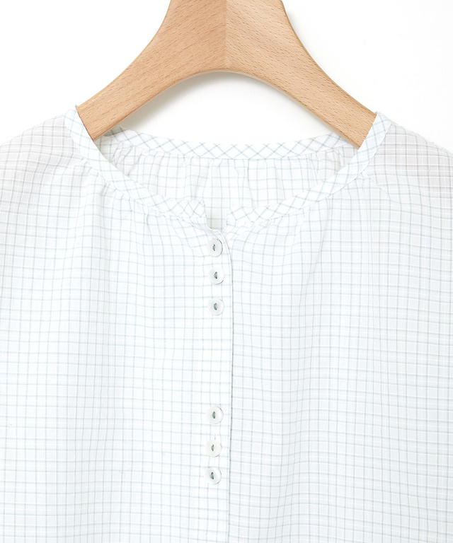 スノーコットン ミニチェック ブラウス【接触冷感】