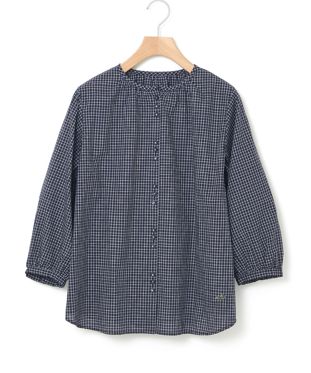 スノーコットン ミニチェック ブラウス【接触冷感】