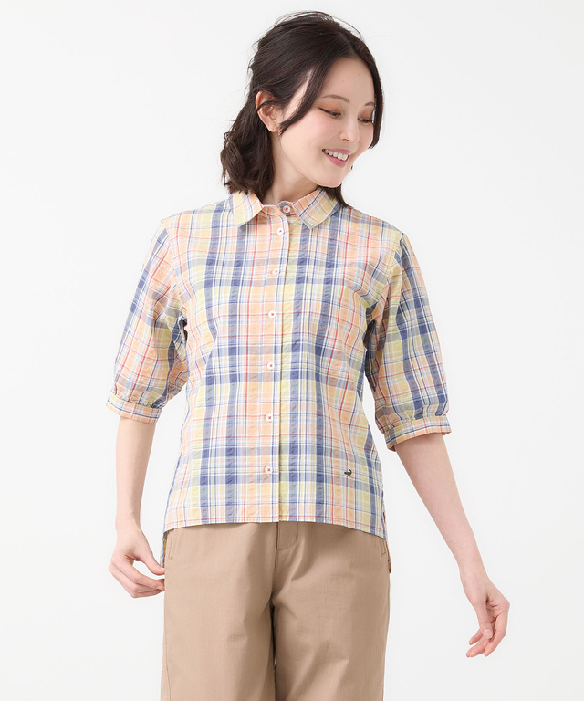 サッカー マドラスチェック ブラウス