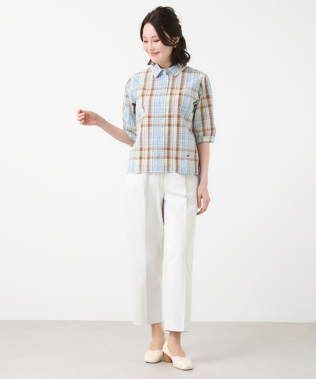 サッカー マドラスチェック ブラウス