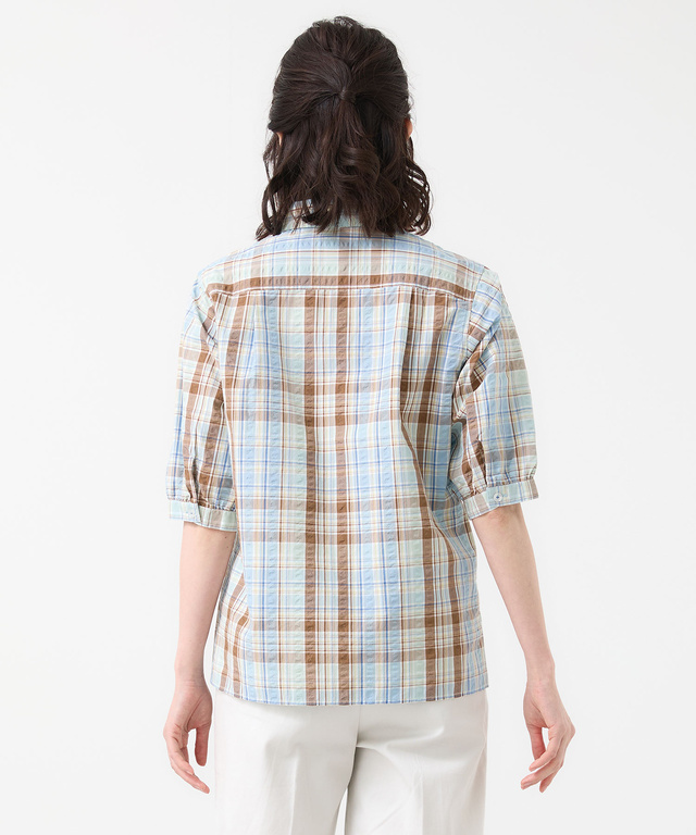 サッカー マドラスチェック ブラウス