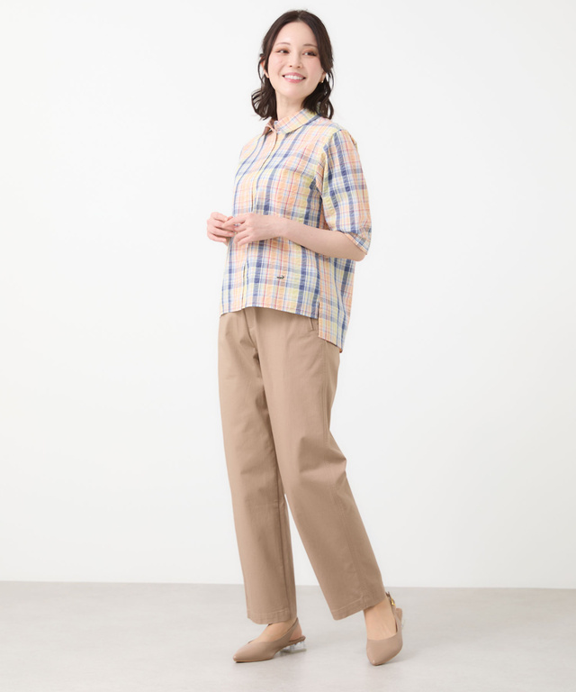 サッカー マドラスチェック ブラウス