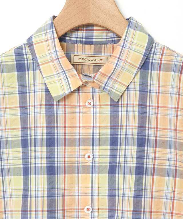 サッカー マドラスチェック ブラウス