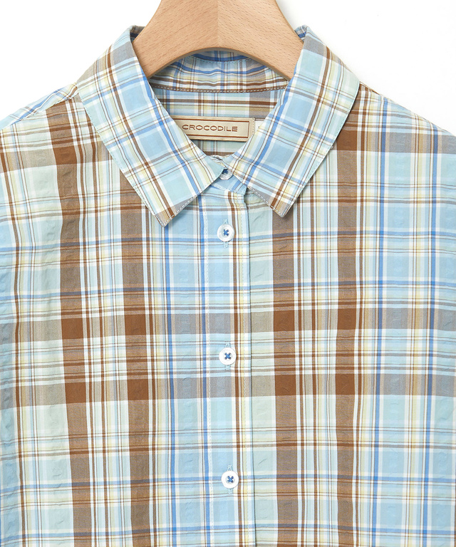 サッカー マドラスチェック ブラウス