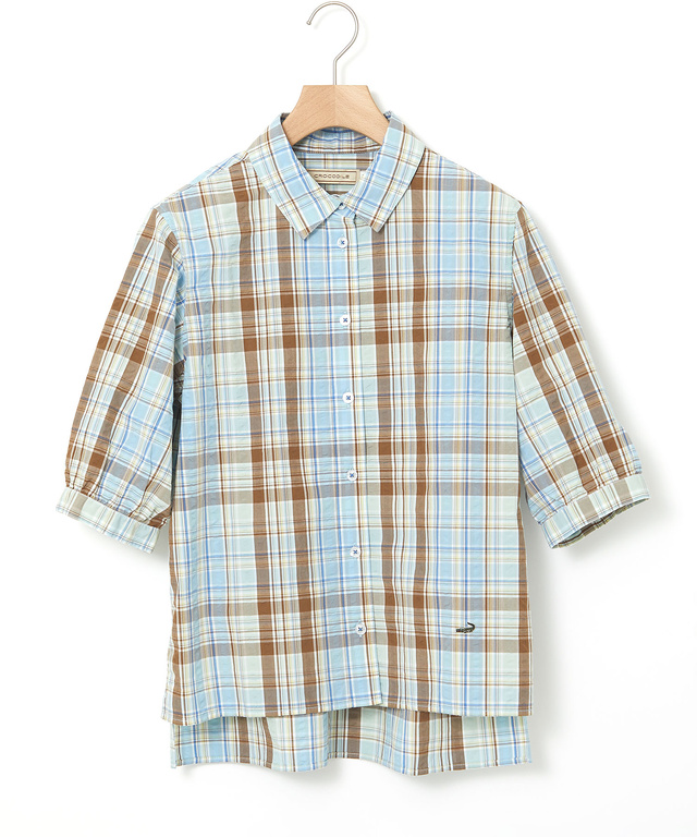 サッカー マドラスチェック ブラウス