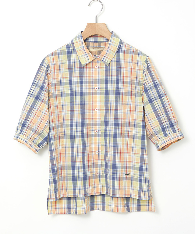 サッカー マドラスチェック ブラウス