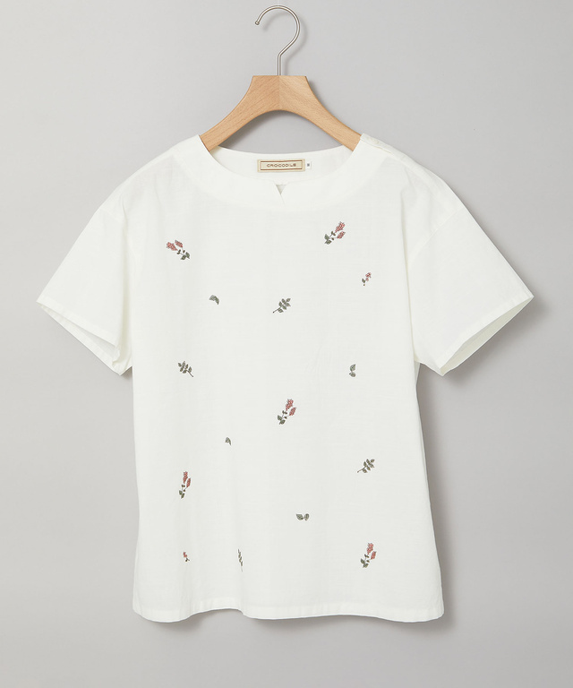 ダンガリー 刺繍 ブラウス