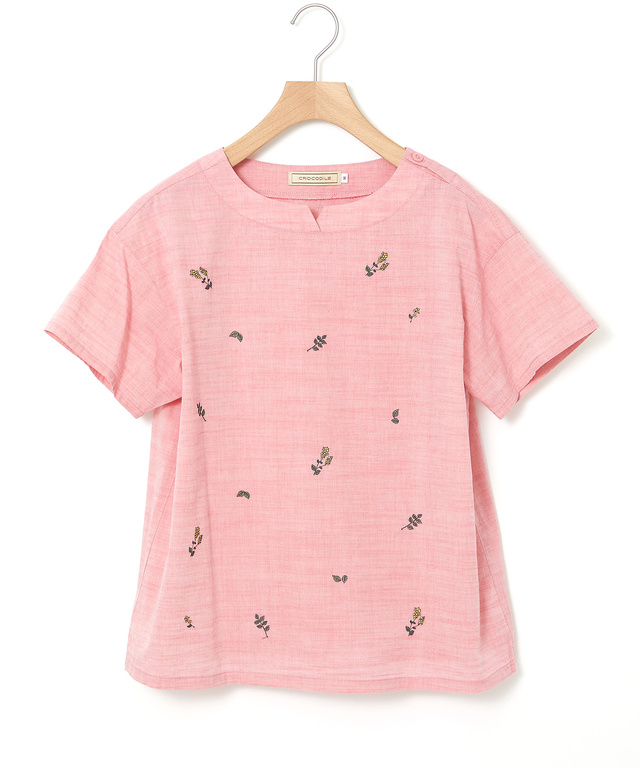 ダンガリー 刺繍 ブラウス