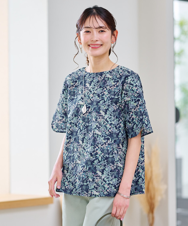 ミラクルウェーブ 花柄 ブラウス【オンラインショップ・一部店舗限定】
