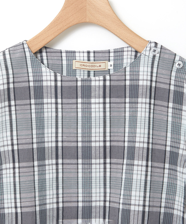 リネンブレンド チェック ブラウス【オンラインショップ・一部店舗限定】