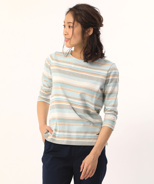 温度調節ボーダーTシャツ