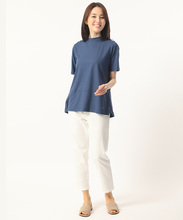 スノーリネンハイネックTシャツ【綿麻素材】