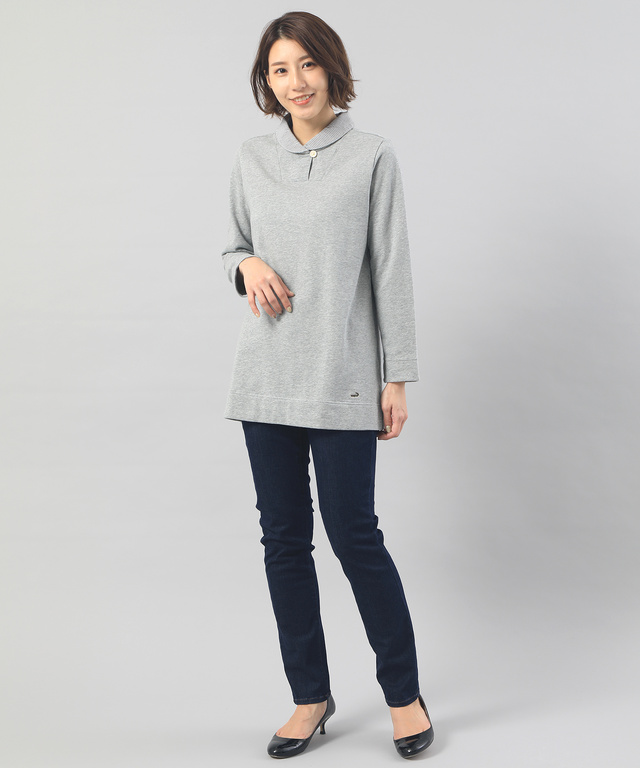 ミニショールカラー裏毛チュニック