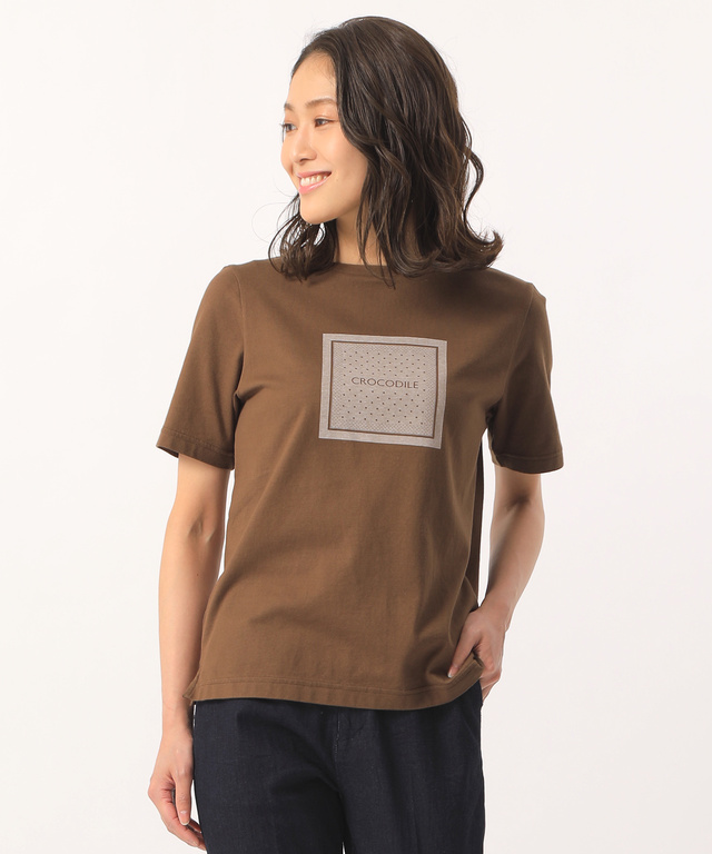 スクエアロゴプリントTシャツ