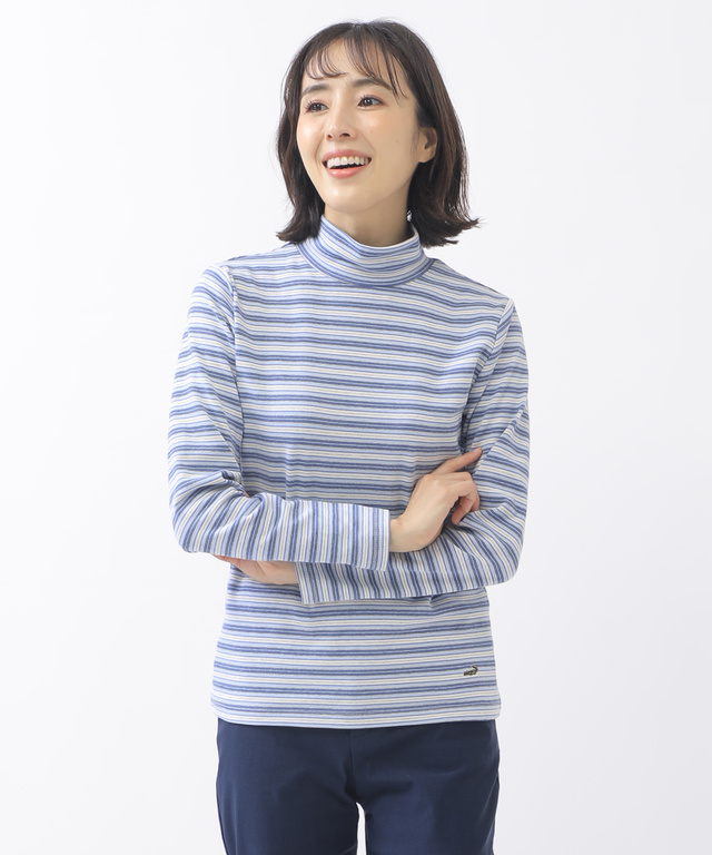 微起毛スムース ハイネック カットソー