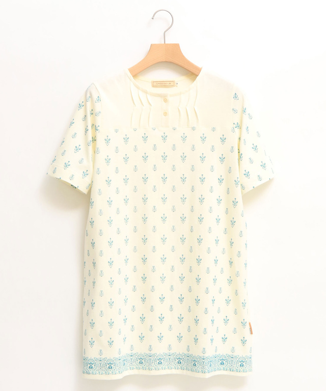 刺繍風プリント カットソー チュニック