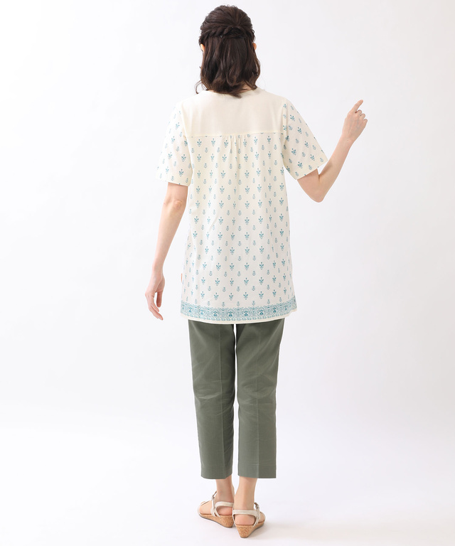 刺繍風プリント カットソー チュニック