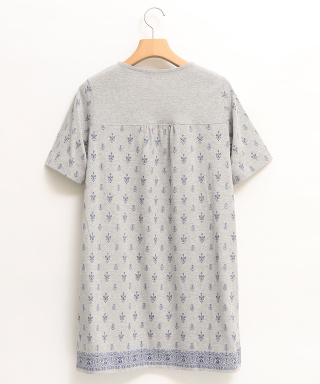 刺繍風プリント カットソー チュニック